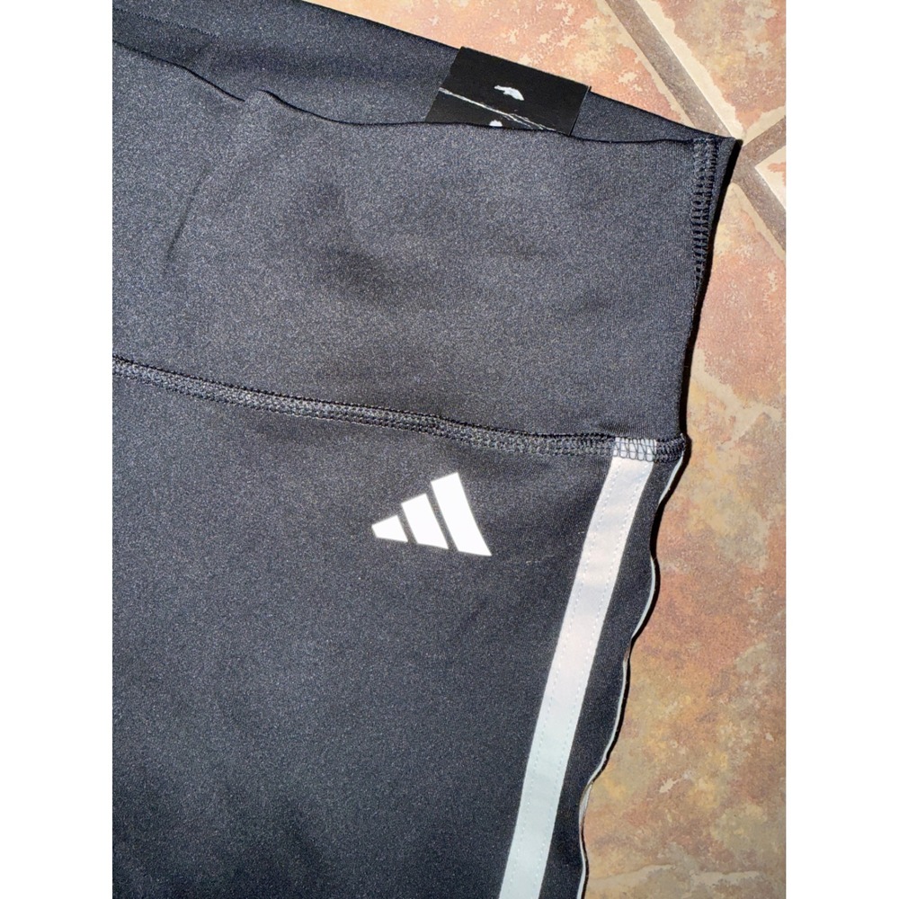 Adidas Aeroready High Rise 3/4 Training Leggings Black White Stripes Womens S - Picture 2 of 6